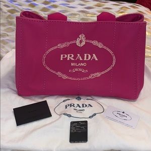❗️SALE❗️Prada Canapa Shopping Pink Canvas Tote
